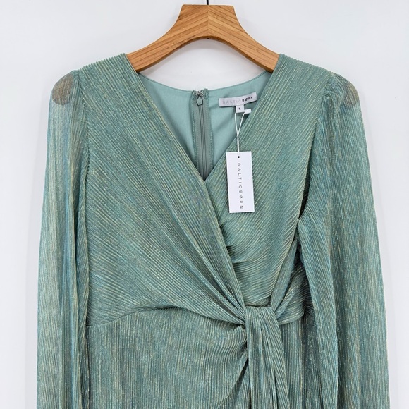 Baltic Born Devlyn Pleated Dress in Blue Sage Shimmer Size L - Picture 7 of 16